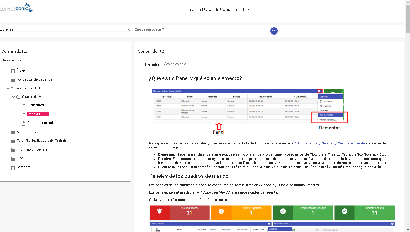 Base conocimiento Servicetonic